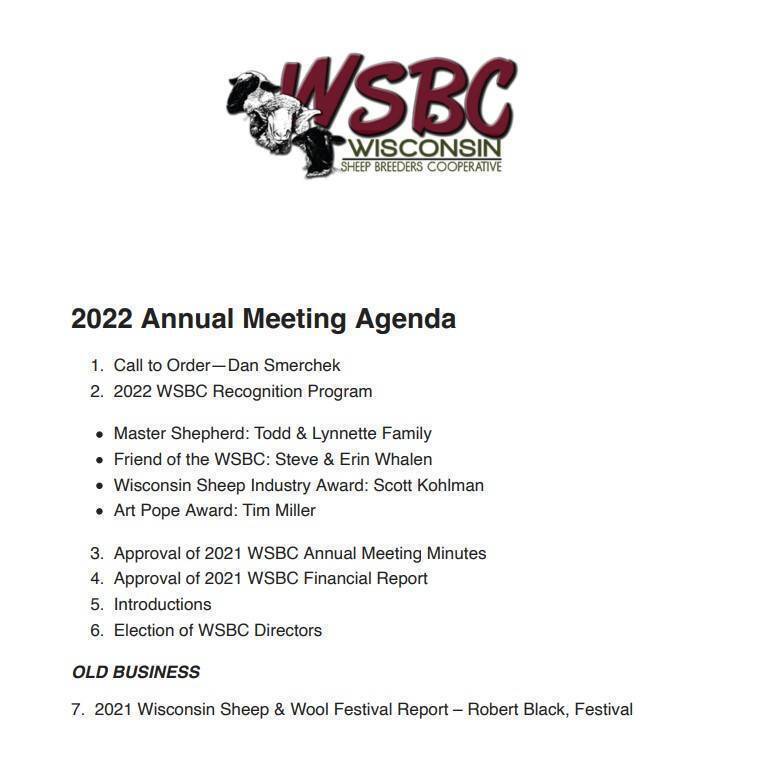 2022 Annual Meeting Agenda
